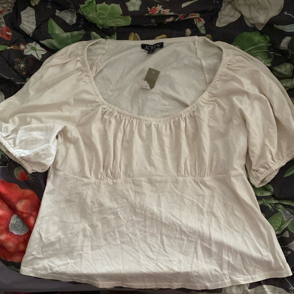 J. Crew Broken-in jersey puff-sleeve scoopneck top - Picture 2 of 6